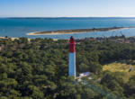 Aerial wiev, Lighthouse of Cap Ferret in Arcachon bay